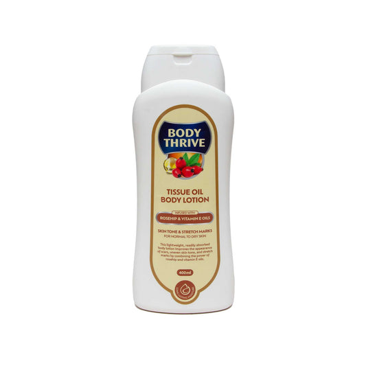 Body Thrive Tissue Oil Body Lotion – Rosehip & Vitamin E Oils (400ml)