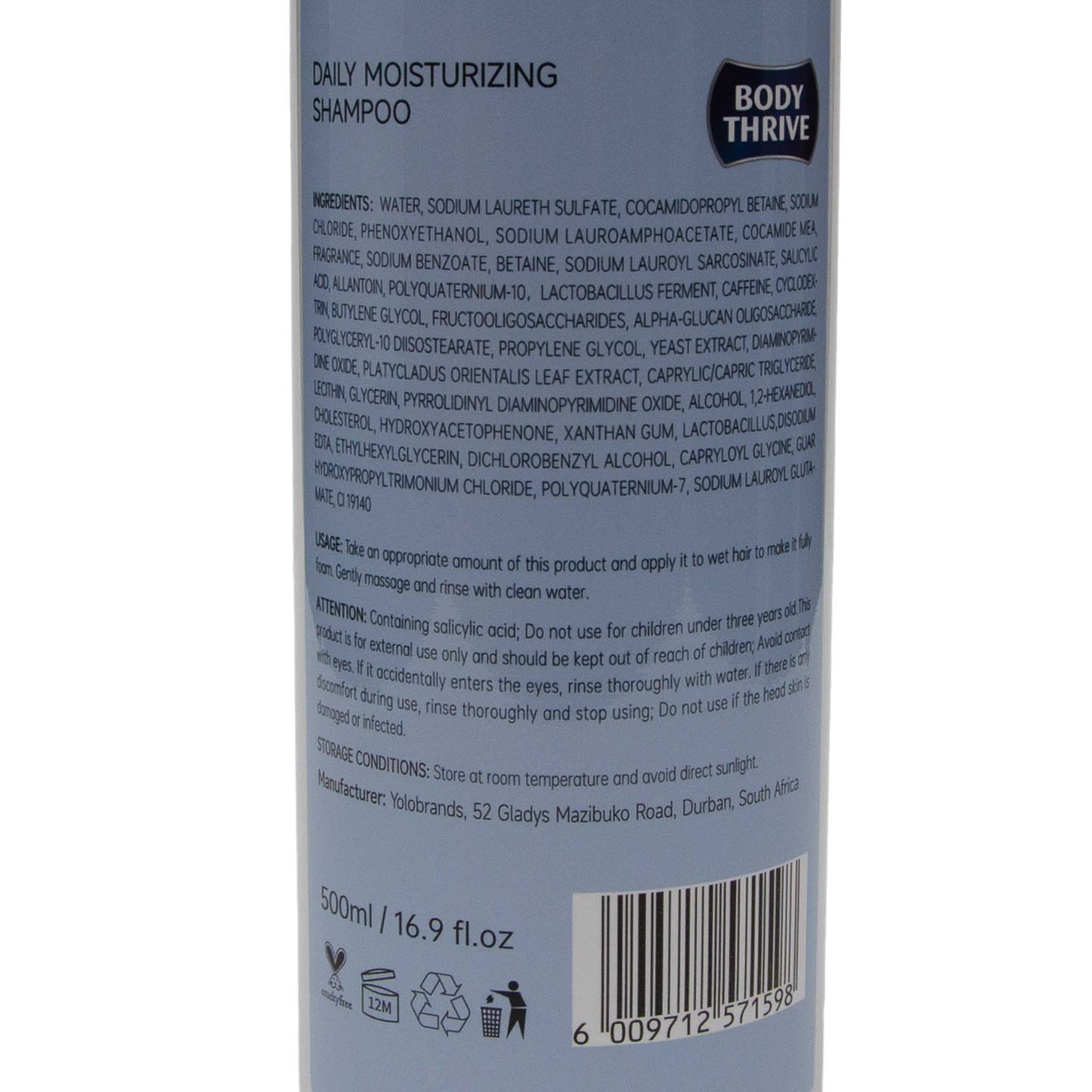 Body Thrive Daily Moisturising Shampoo (500ml)